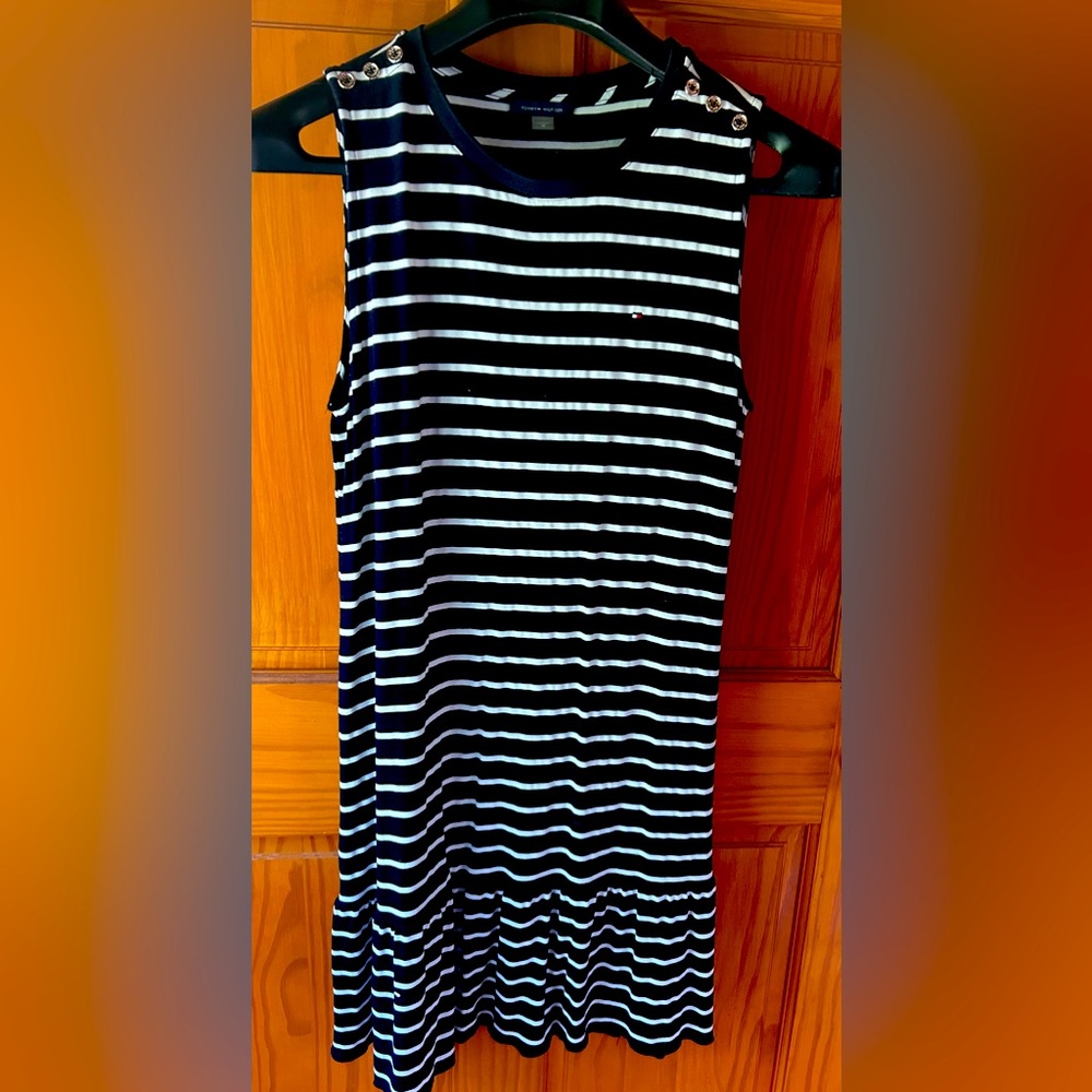 Tommy Hilfiger sleeveless cotton dress with ruffle hem